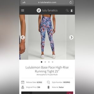 Lululemon Base Pace High-Rise Running Tight 25"
